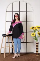 Viscose Rayon Colorblocked Short Kurti for Women 