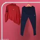 Acrylic Tracksuit for Men (Red & Navy Blue, M)