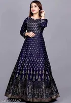 Rayon Gown for Women, Navy Blue 