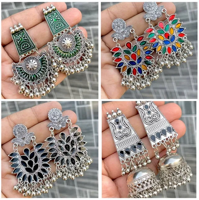 Designer Earrings for Women & Girls (Multicolor, Set of 4)