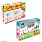 Bookford Exciting Puzzle Combo Set of 2 Jigsaw Puzzle - Action Words & 3 Piece Addition & Subtration Learning Game
