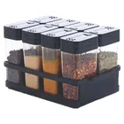 Airtight 8 Pcs Spice Storage Jar with Tray (Black, Set of 1)