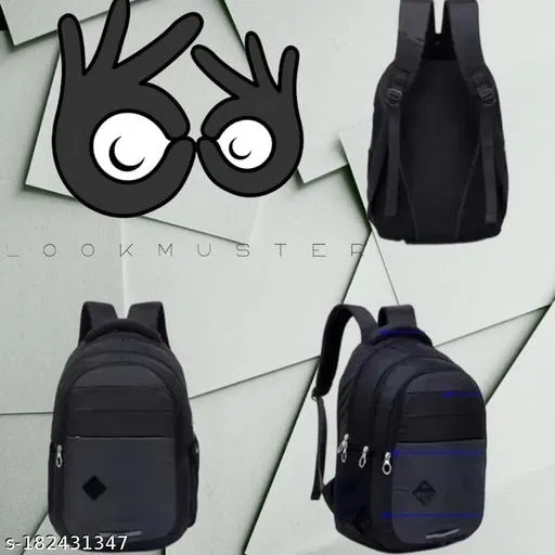 Nylon Backpack for Men & Women, Black