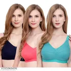 Cotton Blend Solid Non Padded Bra for Women 