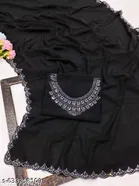 Georgette Saree for Women, Black 