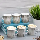 6 Pcs Ceramic Tea & Coffee Cup Set - Marble Finish