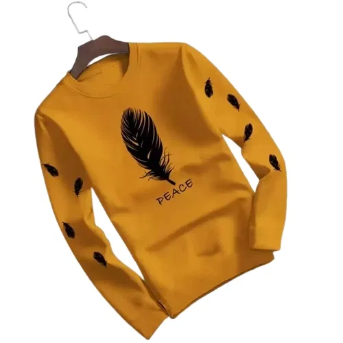 Round Neck Printed T-Shirt for Boys (Mustard, 8-9 Years)