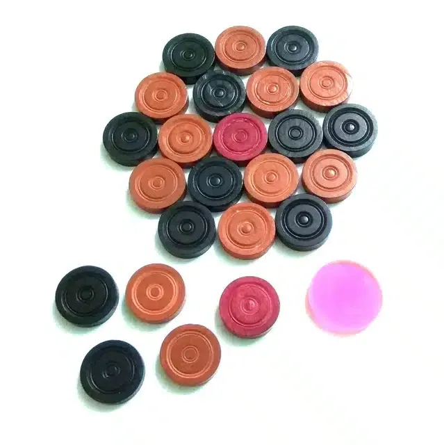 High Quality Wooden Carrom Coins (Multicolor, Pack of 25)