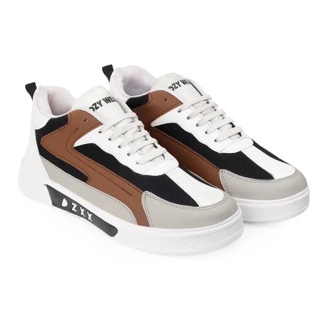 Sneekers  for Men (White & Tan, 10) (OS)