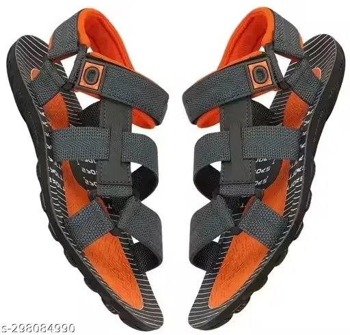 Sandals for Men (Black & Orange, 7)