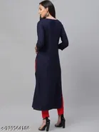 Rayon Printed Kurti for Women, Navy Blue 