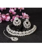 Alloy Necklace with Earrings & Maangtika for Women 