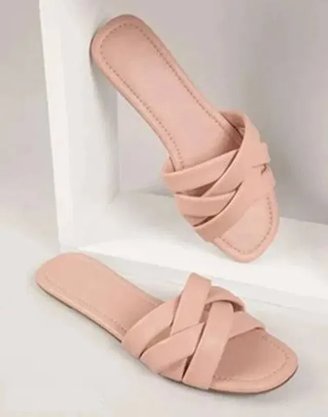 Flats for Women (Beige, 6)