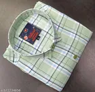 Cotton Blend Checked Shirt for Men, Green 