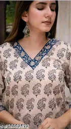 Cotton Printed Short Kurti for Women, White, Pack of 2 