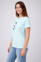 Cotton Blend Printed T-shirt for Men, Aqua Blue 