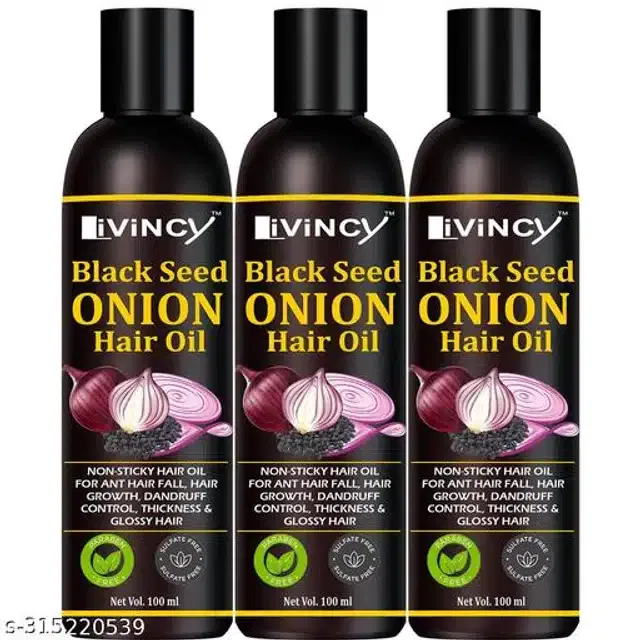 Livincy Black Seed Onion Hair Oil (100 ml, Pack of 3)