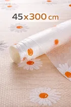 White Floral PVC Kitchen Cabinet Shelf Mat Kitchen Mat EVA Food Grade Multipurpose Washable Anti Slip Mat/Sheet for Fridge, Shelf Liner, Table, Kitchen Drawer mat 