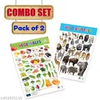 Bookford Publications Both Sides Big Laminated Charts – Vegetables & Wild Animals 