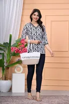Cotton Floral Print Short Kurti for Women 