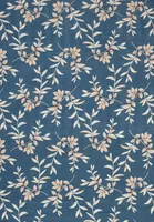 Sarangi Floral Diwan Set with 1 Single Bedsheet, 5 Cushion Cover and 2 Bolster Cover Blue 150x225cm