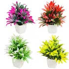 Artificial Plants with Pots (Multicolor, 15 cm) (Pack of 4)