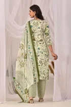 Cotton Printed Kurta with Pant & Dupatta for Women 