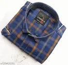 Cotton Blend Checked Shirt for Men, Brown 
