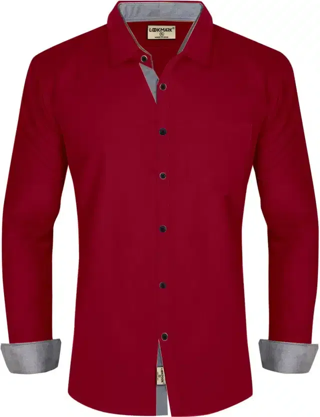 Solid Shirt for Men (Maroon, S)