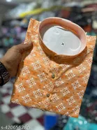 Ethnic Motif Show Button Mandarin Neck Kurta for Men 
