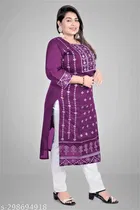 Chanderi Cotton Embroidered Kurti with Pant for Women 