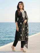 Embroidered A-line Kurta Set for Women 