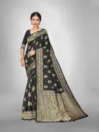 Silk Woven Design Saree for Women, Black 