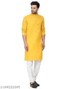 Solid Mandarin Neck Kurta for Men 