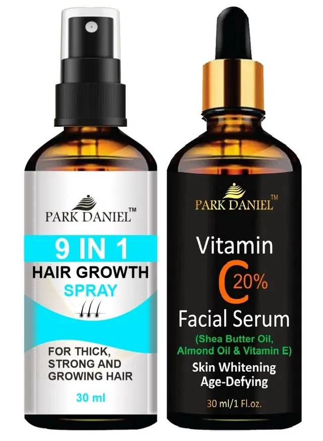 Park Daniel 9 in 1 Hair Growth Spray with Vitamin C20% Facial Serum (30 ml, Set of 2)