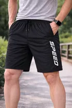 Polycotton Athletic Shorts for Men ,Black 