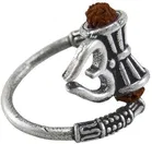 Adjustable Stylish Ring with Rudraksha and Trishul Damroo Bahubali Cuff Finger Ring 