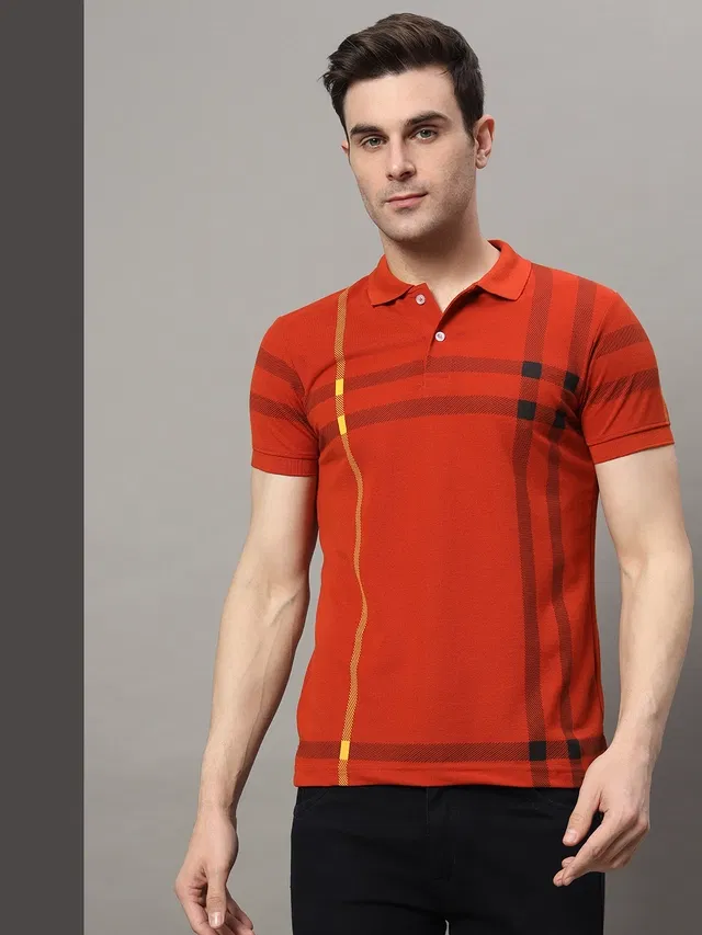 Polo Printed Short Sleeves T-shirt for Men (Rust, M)