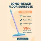 Captain Shine Bathroom & Floor Wiper [12" Blade, 2.5 ft Rod]