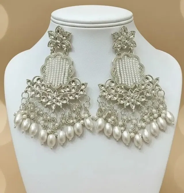 Brass Earrings for Women & Girls, Silver