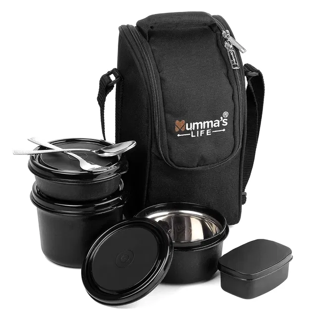 Mumma's Life Stainless Steel Lunch Box, Black