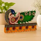 CAPIO ART Peacock Wood Key Holder, 6 Hooks, Multicolor