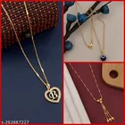 Alloy Pendant with Chain for Women (Multicolor, Set of 3)