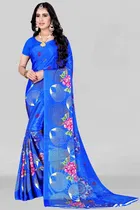 Crepe Printed Saree for Women 
