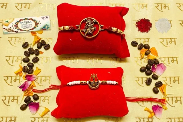 Hanuman Ji Shiv Metal Rakhi, Pack of 2 (Multicolor, Pack of 2)