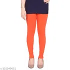 Cotton Lycra Leggings for Women (Orange, 26)