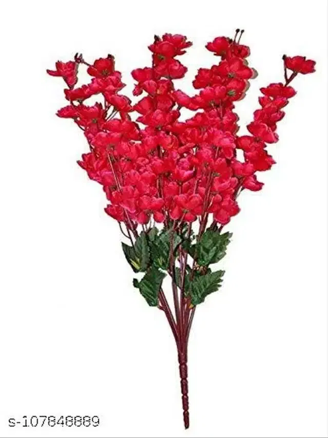 Polyester Artificial Flowers Bunch (Red & Green)
