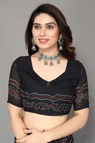 Casual Georgette Women Printed Saree With Unstitched Blouse 