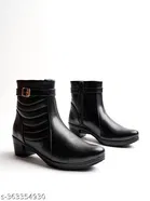 Shoetopia Solid Synthetic Boots Black 