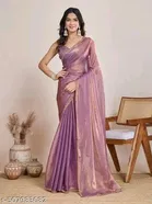 Satin Solid Saree for Women, Purple 